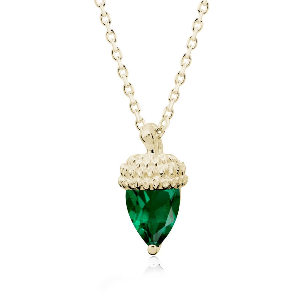 Pear Cut Emerald Acorn Pendant - LUO Jewelry #metal_14k yellow gold