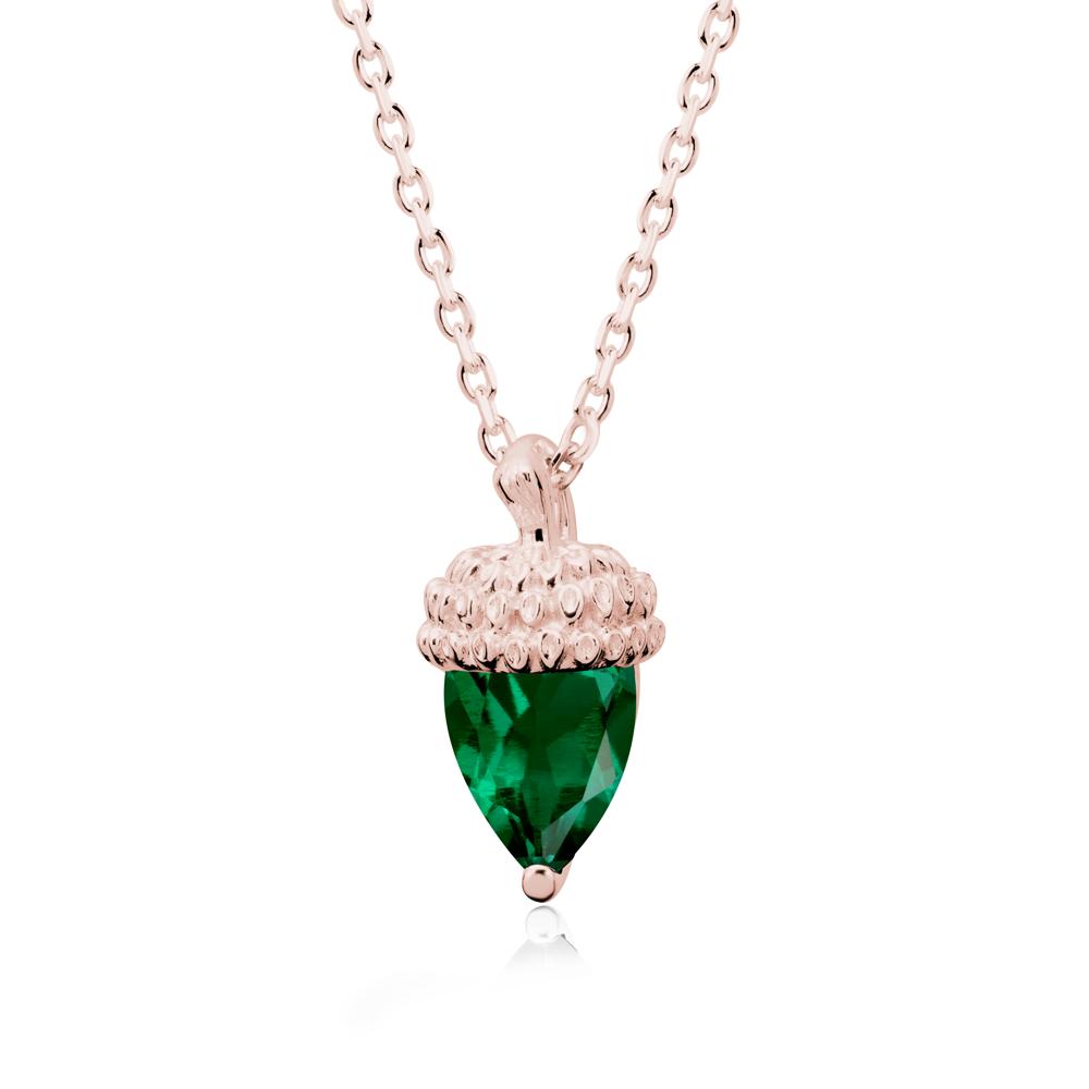 Pear Cut Emerald Acorn Pendant - LUO Jewelry #metal_18k rose gold