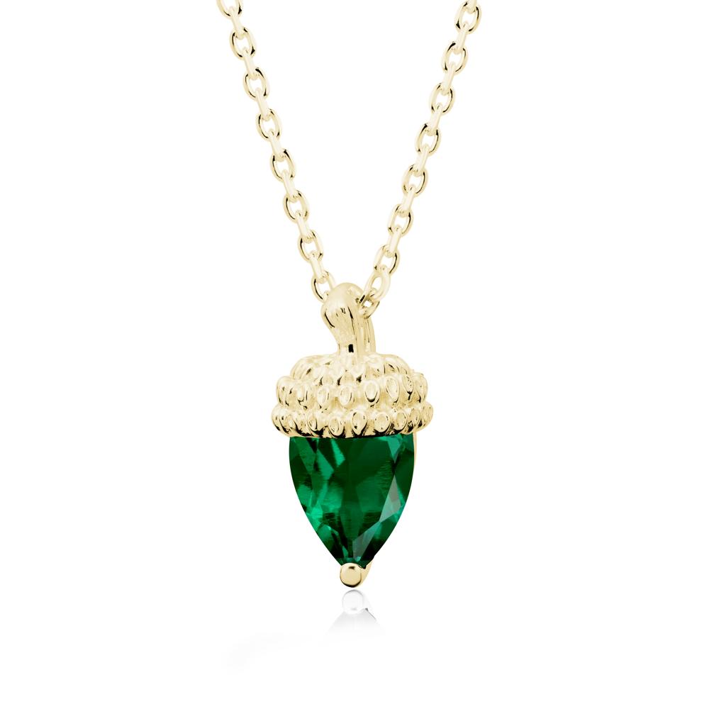 Pear Cut Emerald Acorn Pendant - LUO Jewelry #metal_18k yellow gold