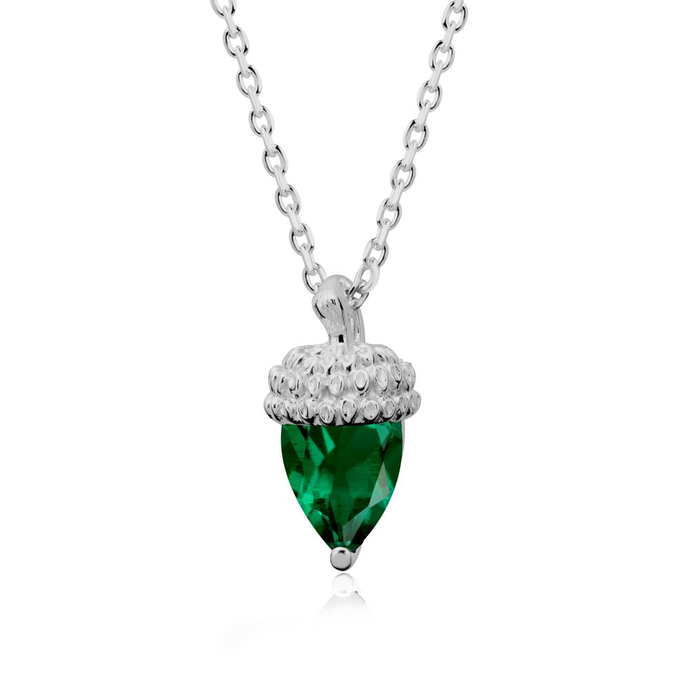 Pear Cut Emerald Acorn Pendant - LUO Jewelry #metal_platinum