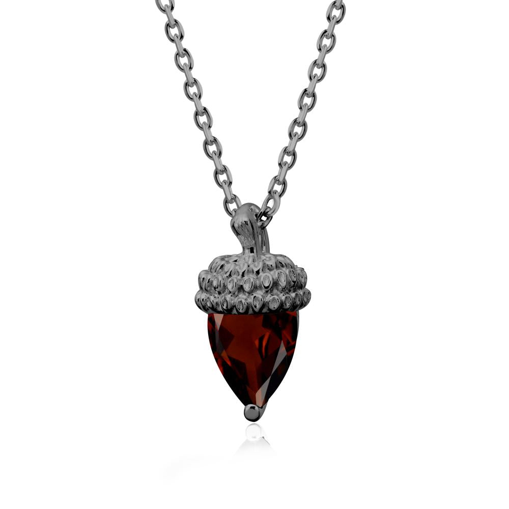 Nature's Charm Garnet Acorn Necklace - LUO Jewelry #metal_black finish sterling silver