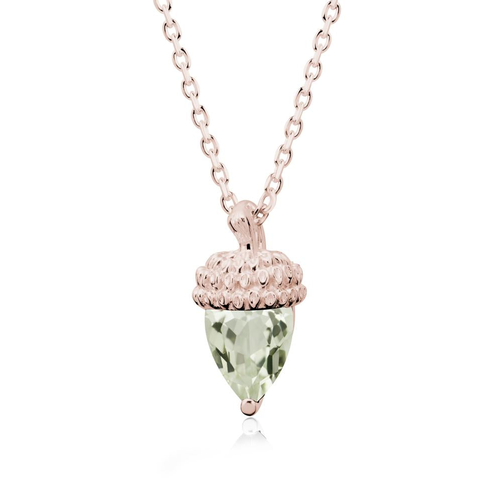 Pear Cut Green Amethyst Acorn Pendant - LUO Jewelry #metal_14k rose gold
