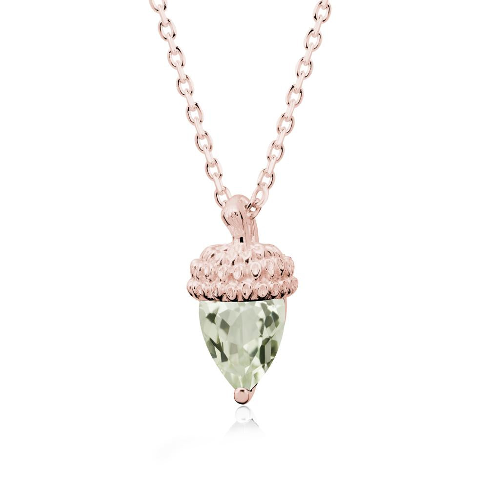 Pear Cut Green Amethyst Acorn Pendant - LUO Jewelry #metal_18k rose gold