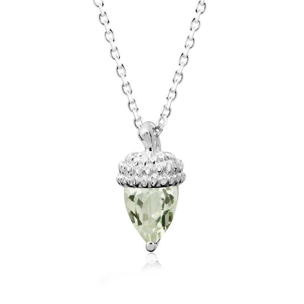 Pear Cut Green Amethyst Acorn Pendant - LUO Jewelry #metal_18k white gold