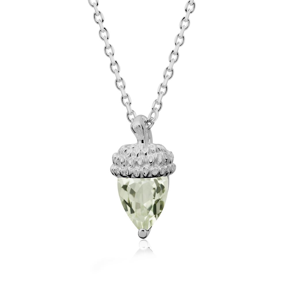 Pear Cut Green Amethyst Acorn Pendant - LUO Jewelry #metal_platinum
