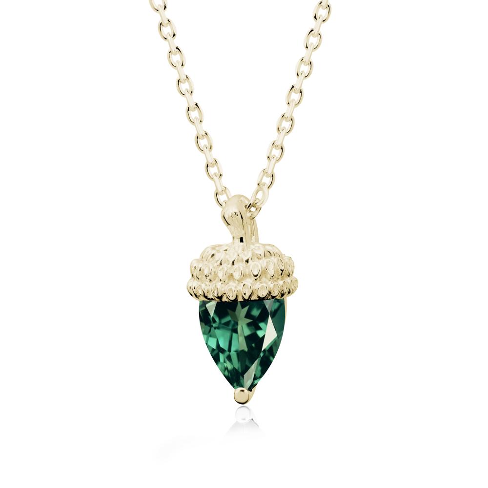 Nature's Charm Green Sapphire Acorn Necklace - LUO Jewelry #metal_14k yellow gold