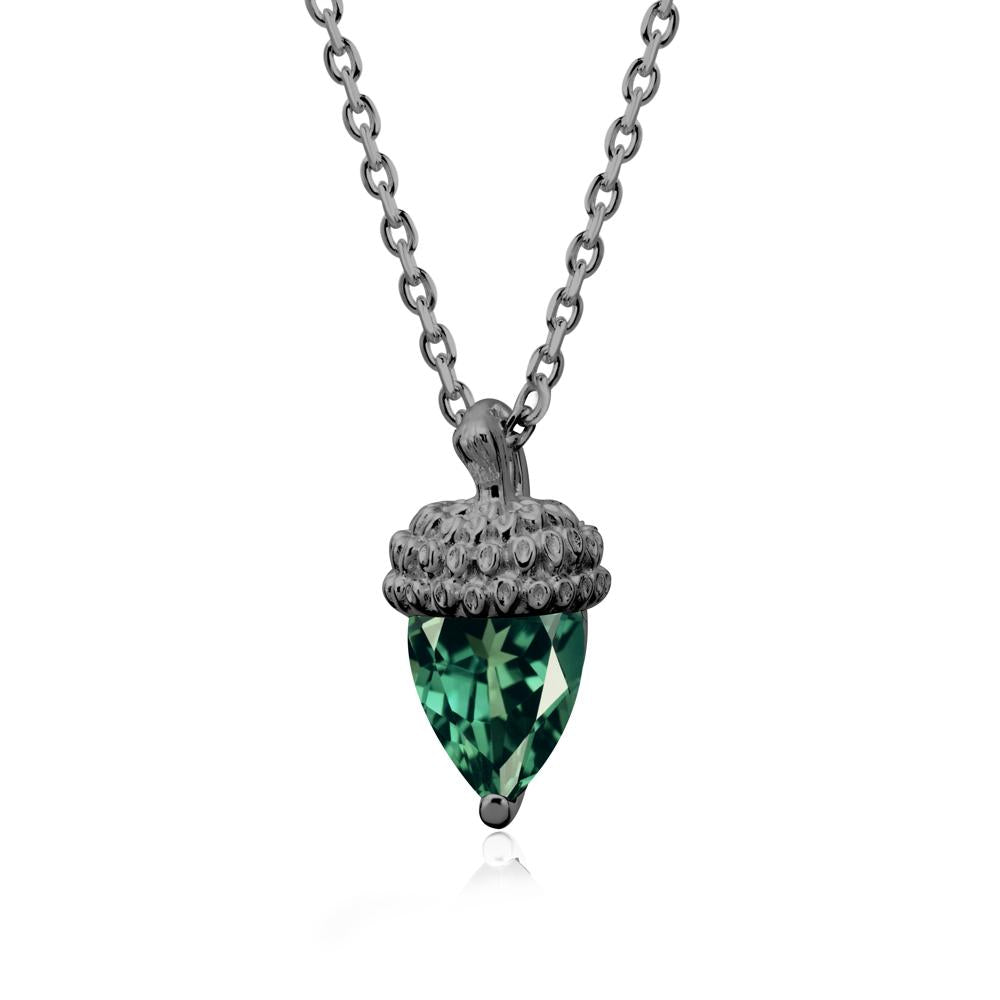 Nature's Charm Green Sapphire Acorn Necklace - LUO Jewelry #metal_black finish sterling silver