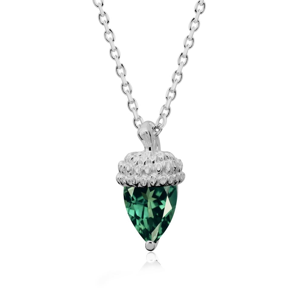 Nature's Charm Green Sapphire Acorn Necklace - LUO Jewelry #metal_platinum