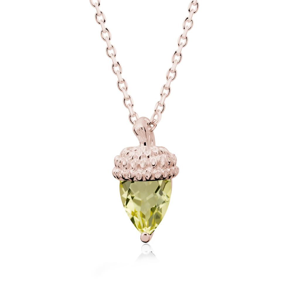 Pear Cut Lemon Quartz Acorn Pendant - LUO Jewelry #metal_14k rose gold