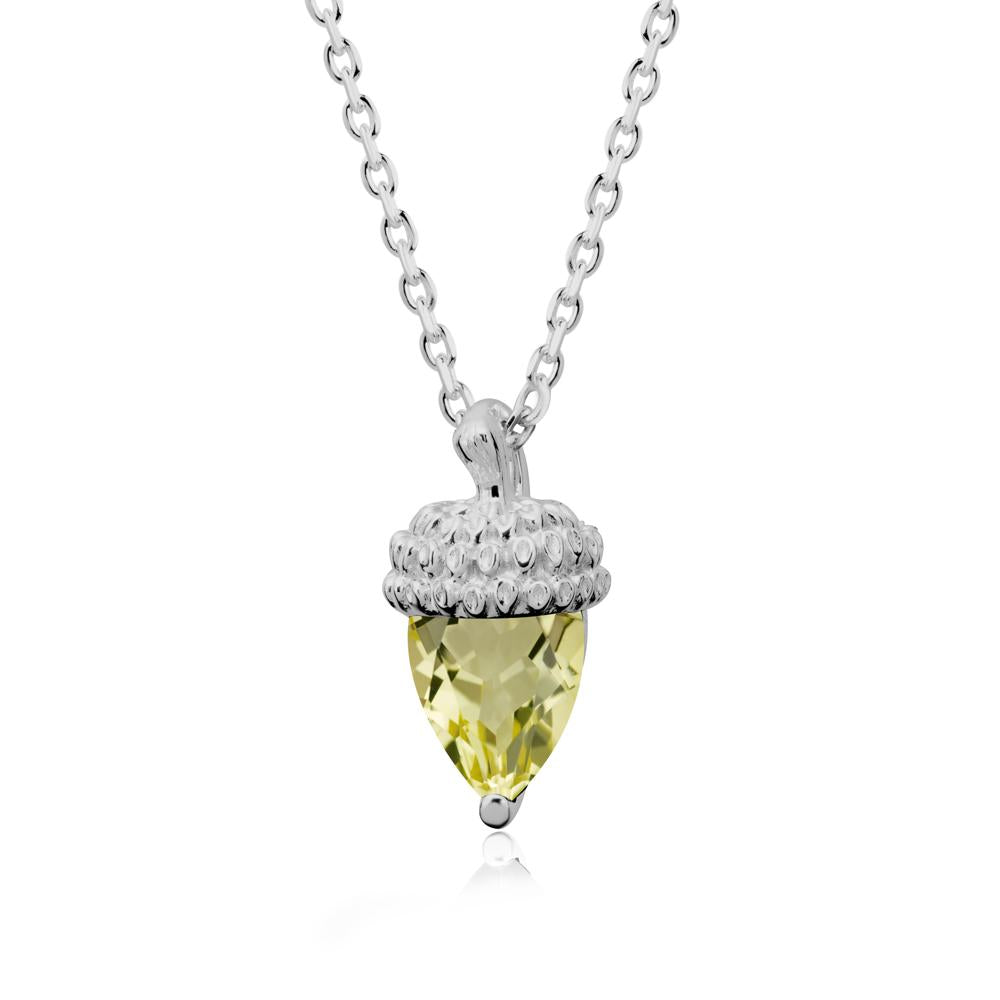 Pear Cut Lemon Quartz Acorn Pendant - LUO Jewelry #metal_platinum