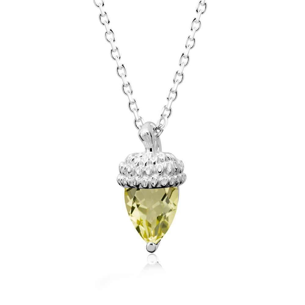 Pear Cut Lemon Quartz Acorn Pendant - LUO Jewelry #metal_sterling silver