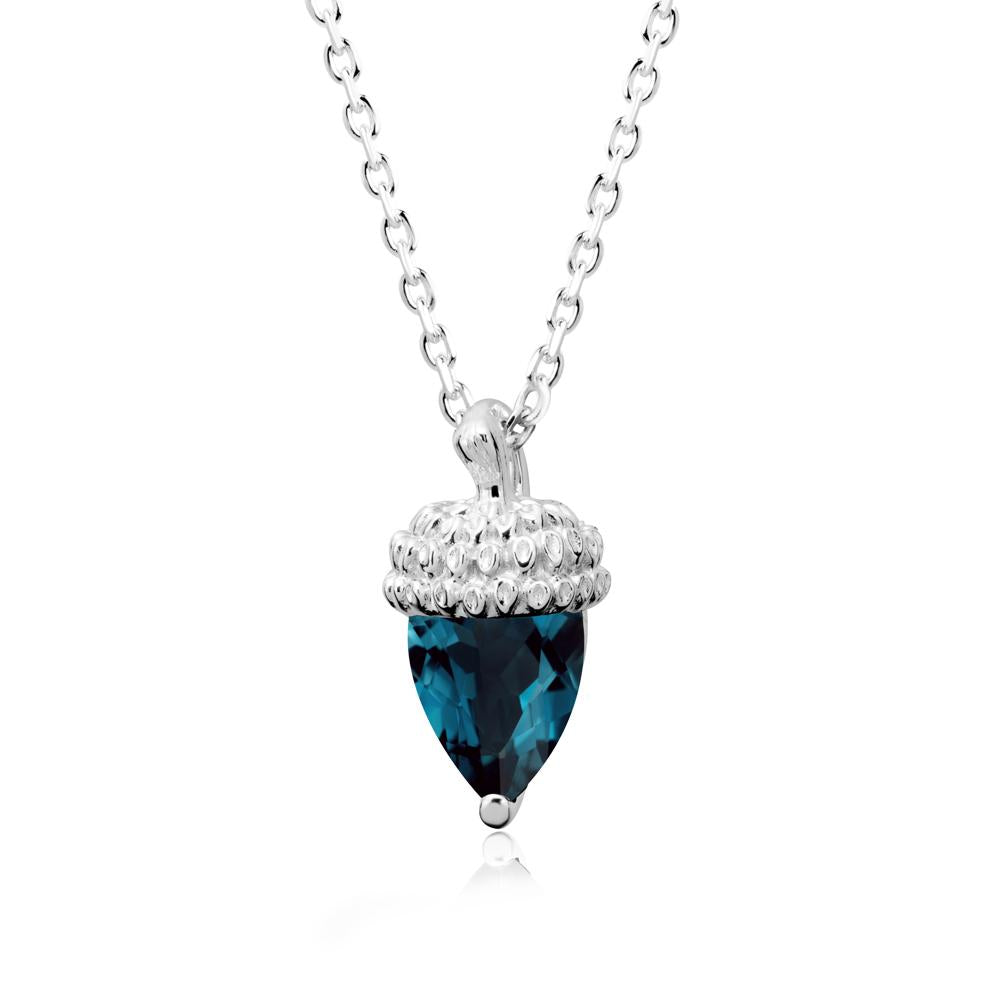 Nature's Charm London Blue Topaz Acorn Necklace - LUO Jewelry #metal_14k white gold