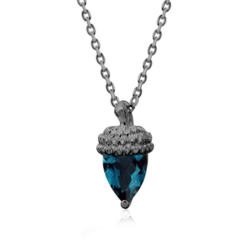 Nature's Charm London Blue Topaz Acorn Necklace - LUO Jewelry #metal_black finish sterling silver