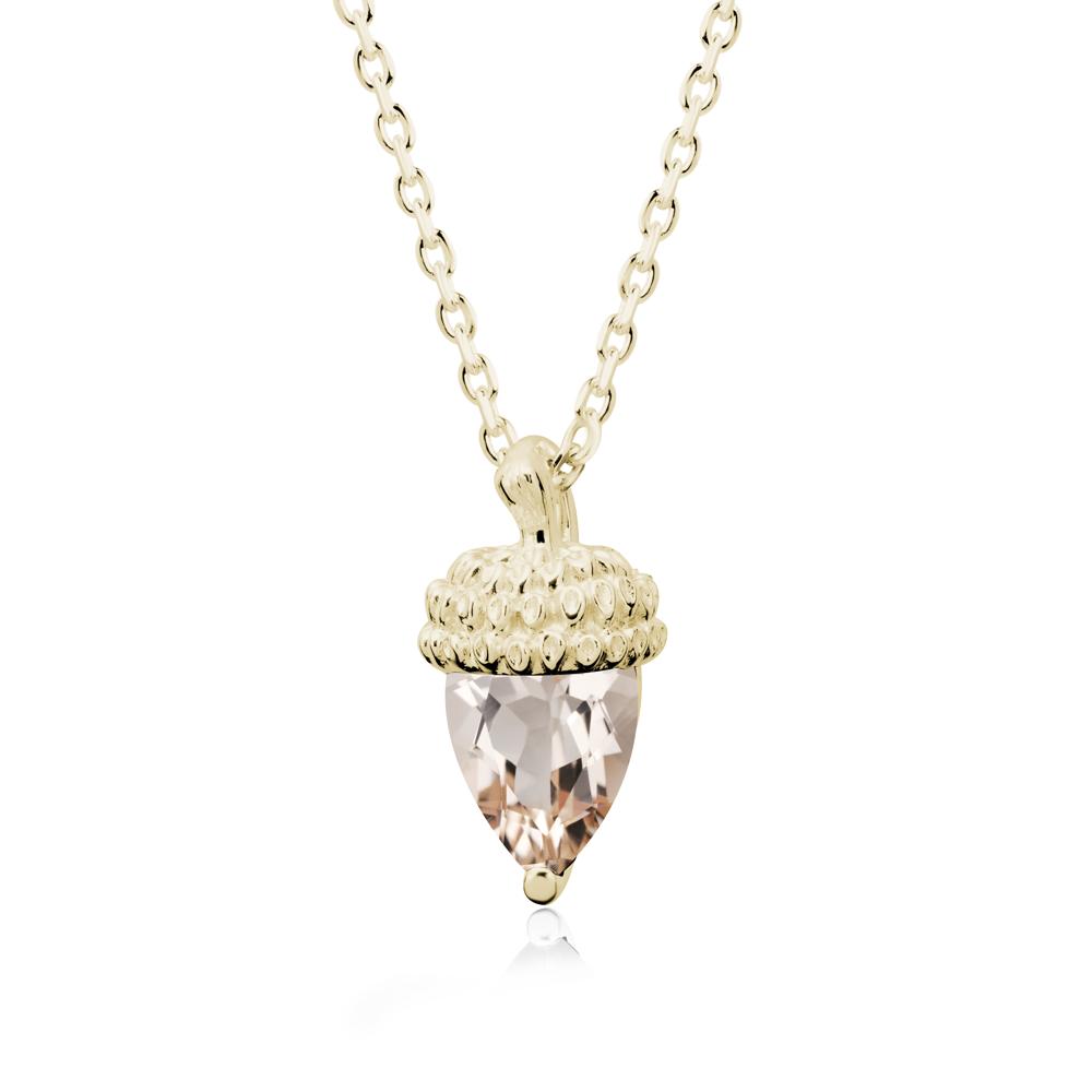 Pear Cut Morganite Acorn Pendant - LUO Jewelry #metal_14k yellow gold