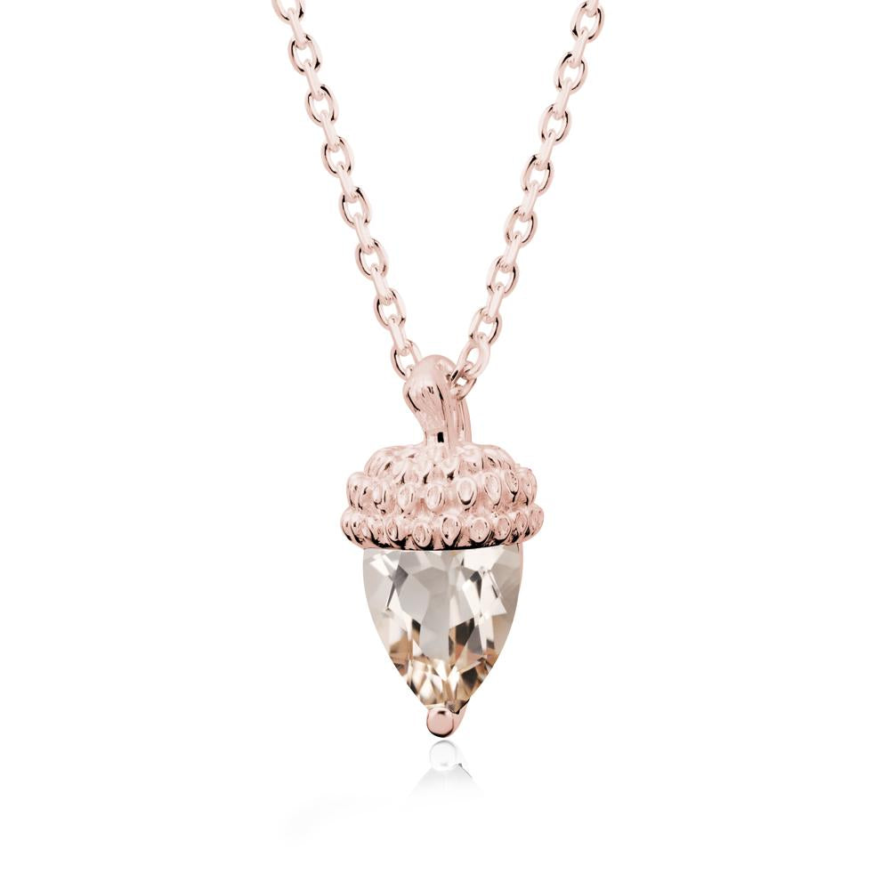 Pear Cut Morganite Acorn Pendant - LUO Jewelry #metal_18k rose gold