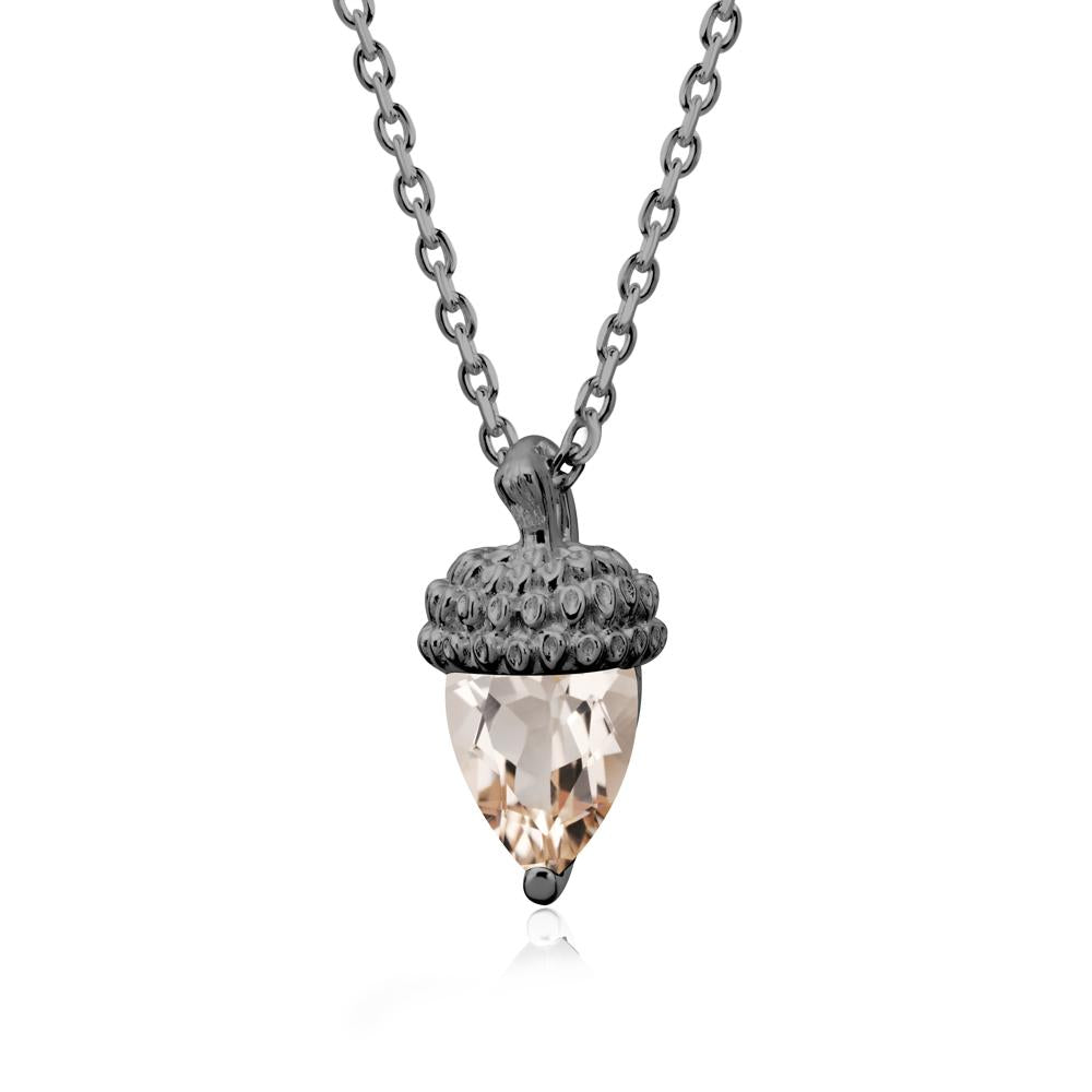 Pear Cut Morganite Acorn Pendant - LUO Jewelry #metal_black finish sterling silver