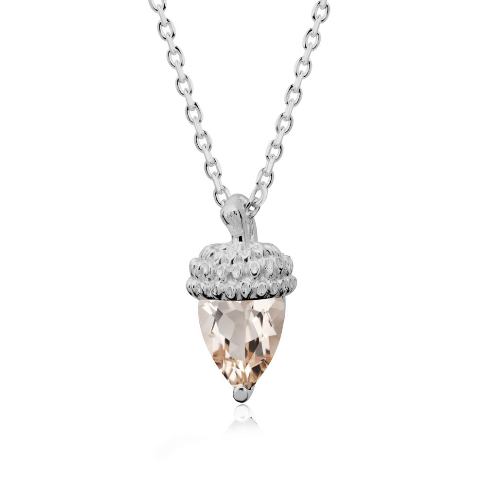 Pear Cut Morganite Acorn Pendant - LUO Jewelry #metal_platinum