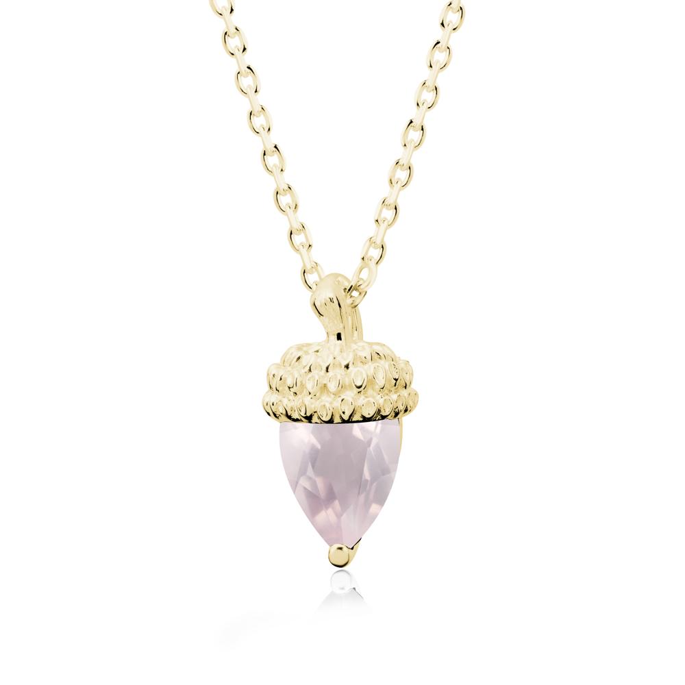 Nature's Charm Rose Quartz Acorn Necklace - LUO Jewelry #metal_18k yellow gold