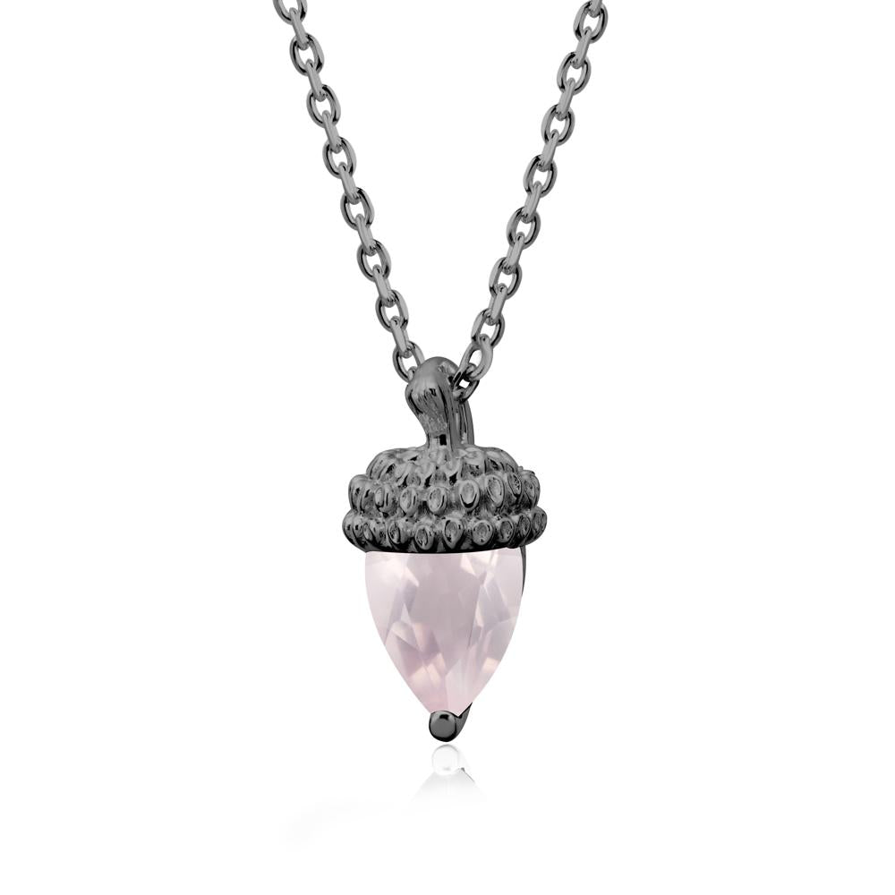 Nature's Charm Rose Quartz Acorn Necklace - LUO Jewelry #metal_black finish sterling silver