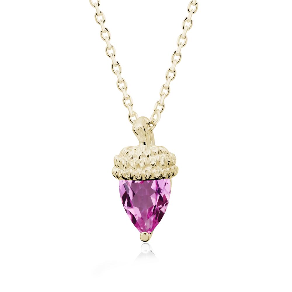 Pear Cut Pink Sapphire Acorn Pendant - LUO Jewelry #metal_14k yellow gold