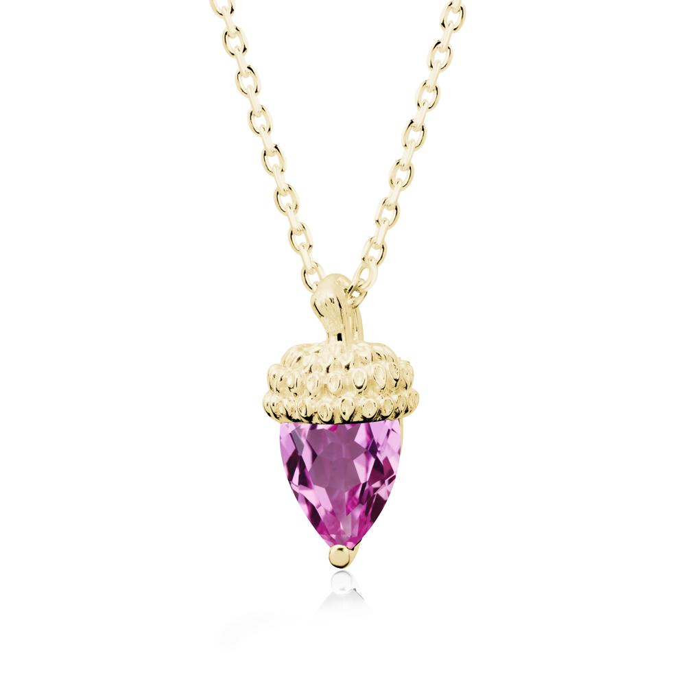 Pear Cut Pink Sapphire Acorn Pendant - LUO Jewelry #metal_18k yellow gold