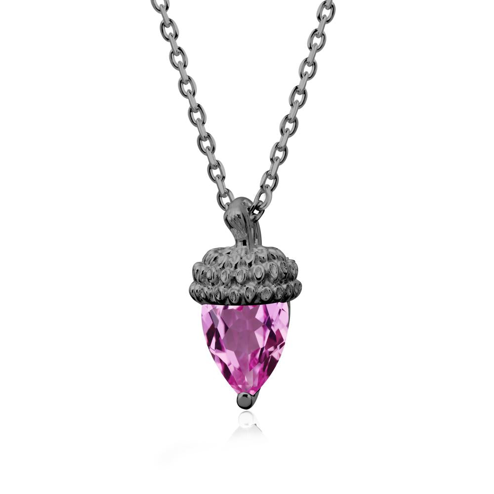 Pear Cut Pink Sapphire Acorn Pendant - LUO Jewelry #metal_black finish sterling silver