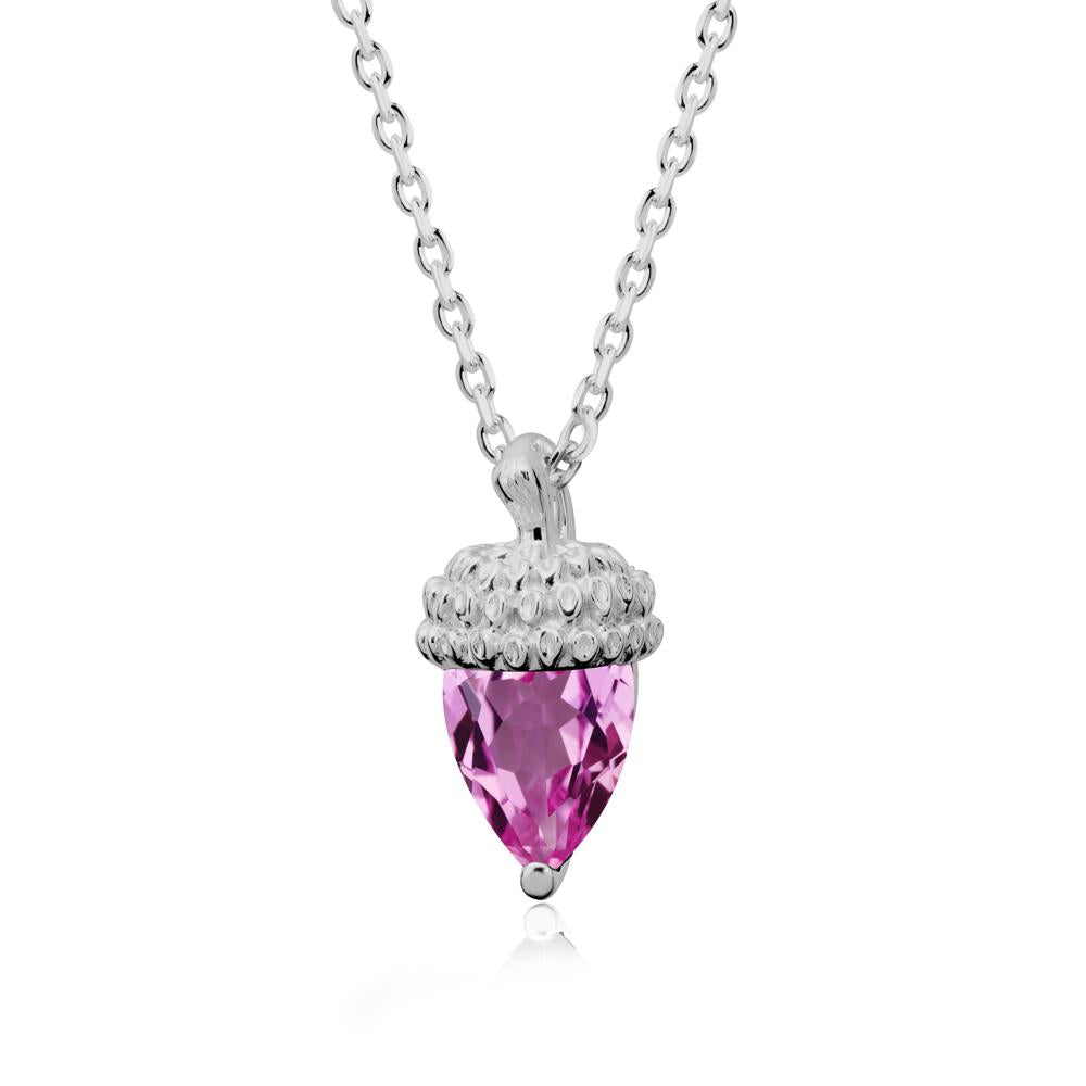 Pear Cut Pink Sapphire Acorn Pendant - LUO Jewelry #metal_platinum