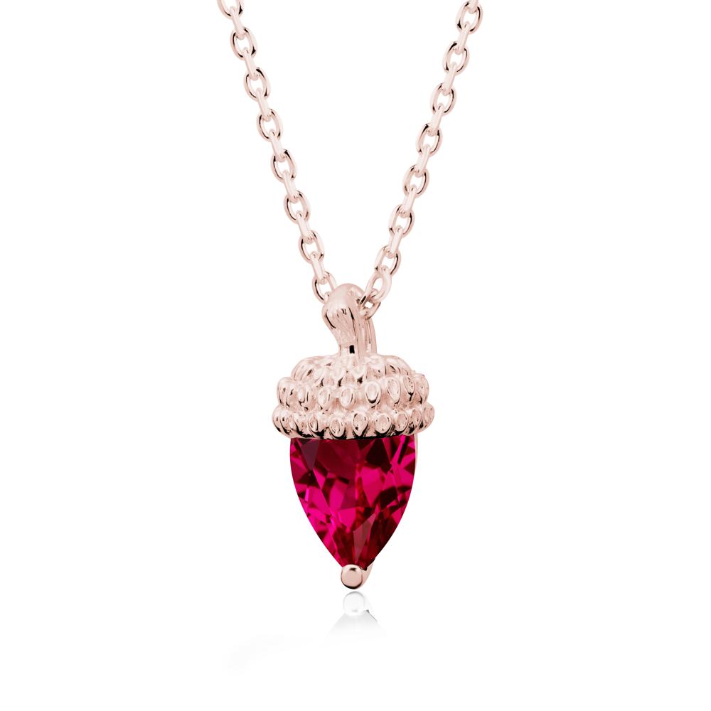 Nature's Charm Ruby Acorn Necklace - LUO Jewelry #metal_18k rose gold