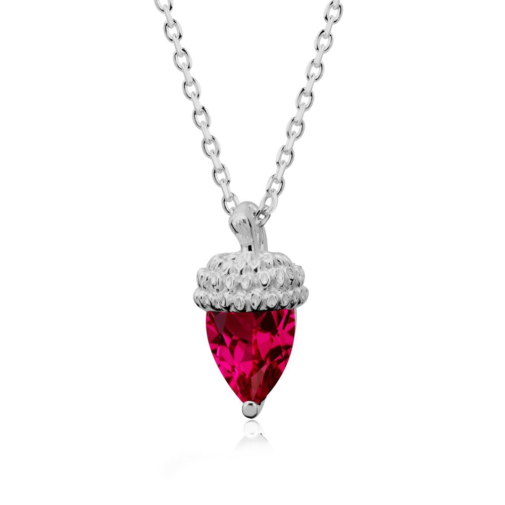 Nature's Charm Ruby Acorn Necklace - LUO Jewelry #metal_platinum