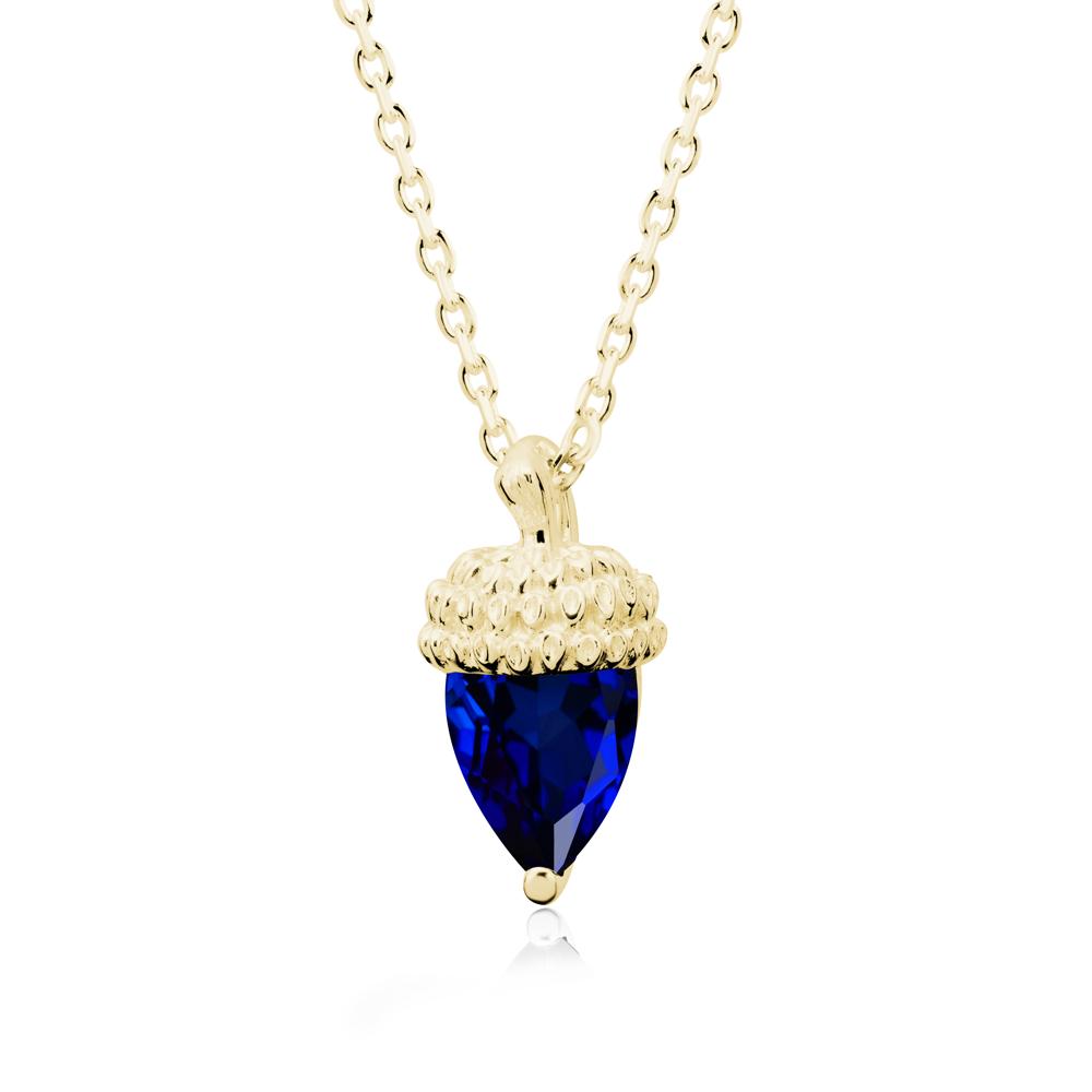 Pear Cut Sapphire Acorn Pendant - LUO Jewelry #metal_18k yellow gold