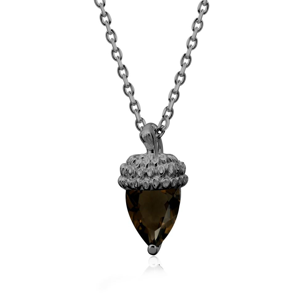 Nature's Charm Smoky Quartz Acorn Necklace - LUO Jewelry #metal_black finish sterling silver