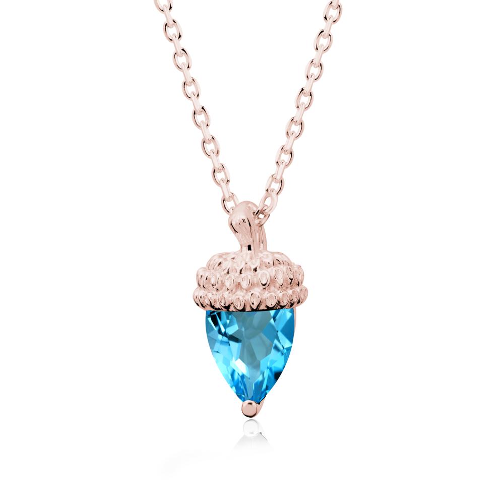 Pear Cut Swiss Blue Topaz Acorn Pendant - LUO Jewelry #metal_18k rose gold