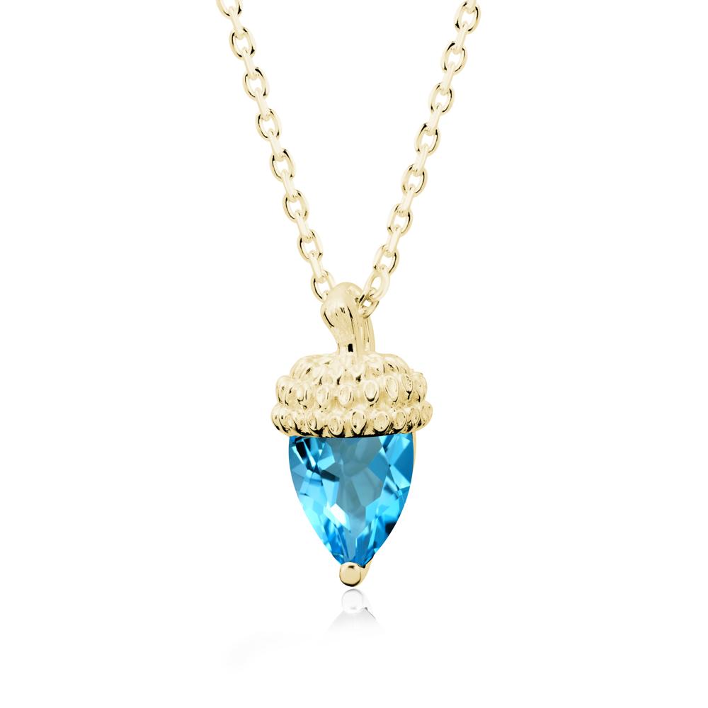 Pear Cut Swiss Blue Topaz Acorn Pendant - LUO Jewelry #metal_18k yellow gold