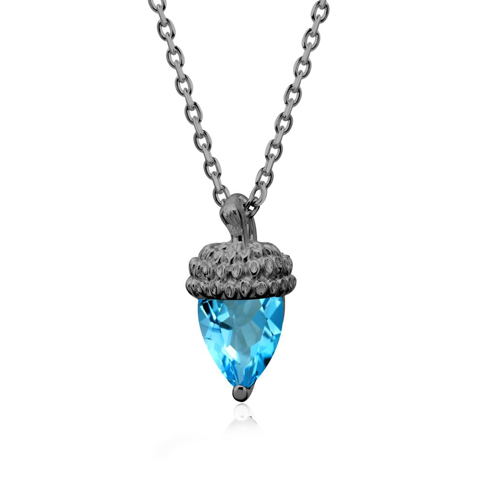 Pear Cut Swiss Blue Topaz Acorn Pendant - LUO Jewelry #metal_black finish sterling silver