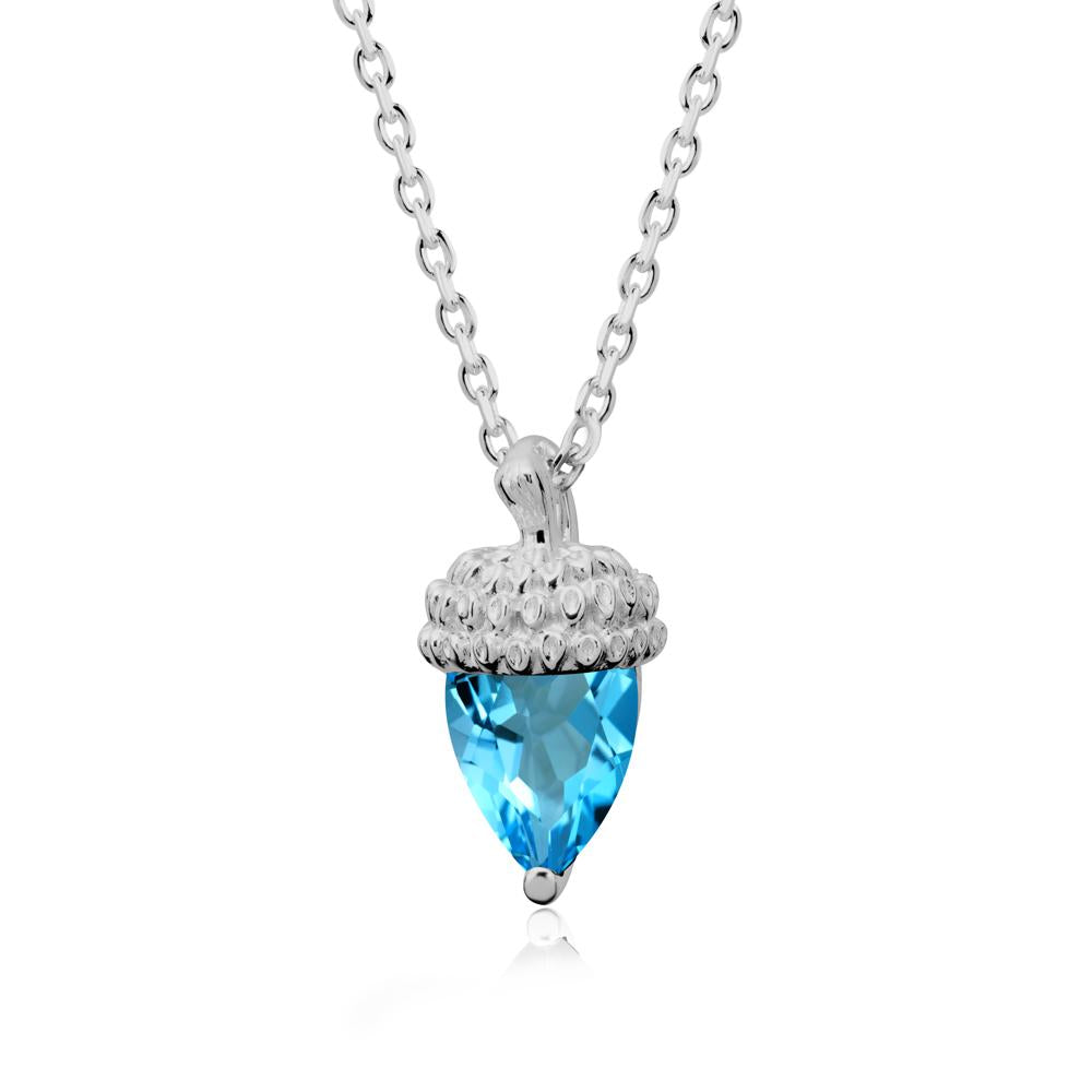 Pear Cut Swiss Blue Topaz Acorn Pendant - LUO Jewelry #metal_platinum