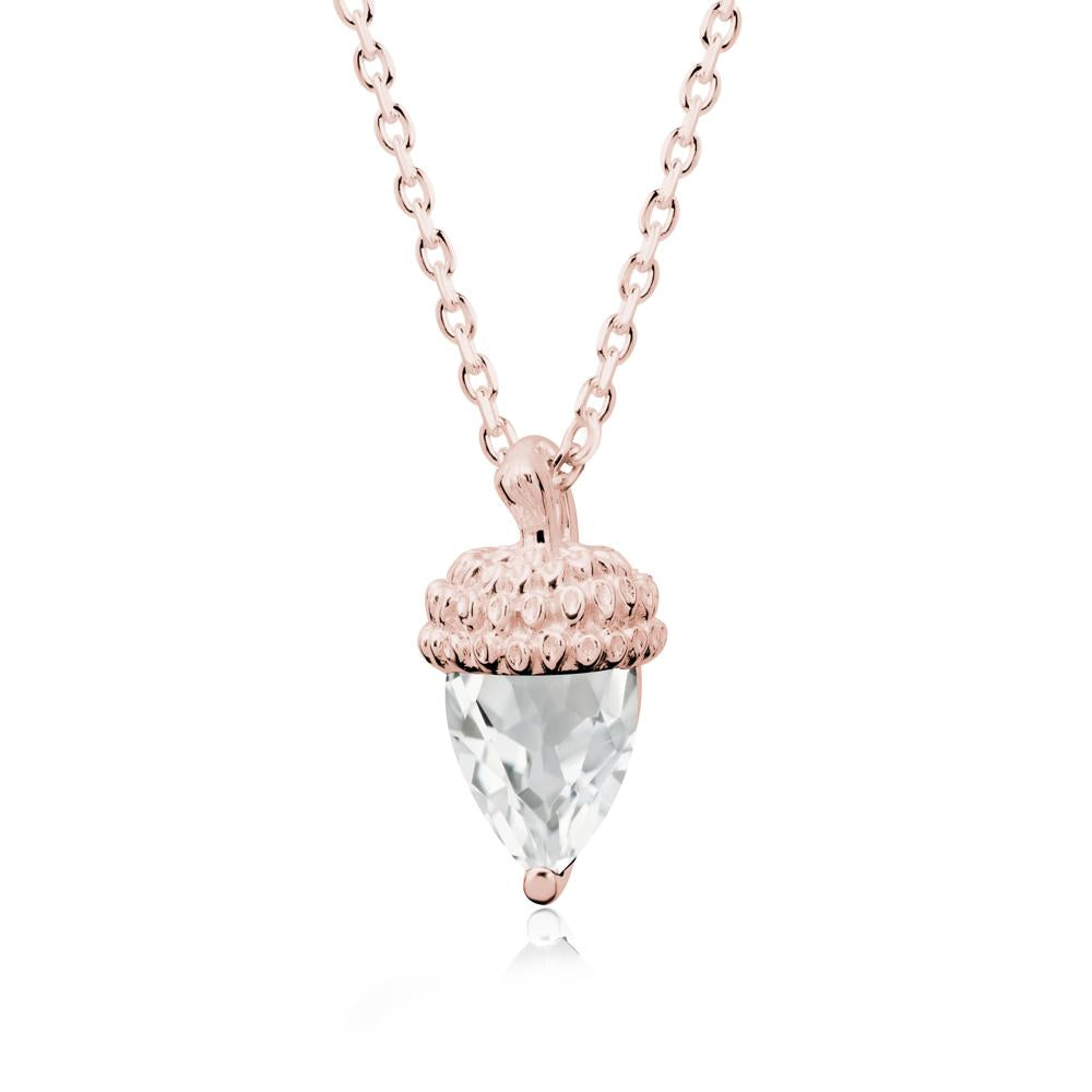 Nature's Charm White Topaz Acorn Necklace - LUO Jewelry #metal_18k rose gold