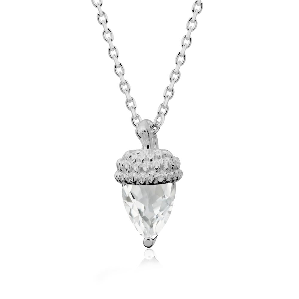 Nature's Charm White Topaz Acorn Necklace - LUO Jewelry #metal_platinum