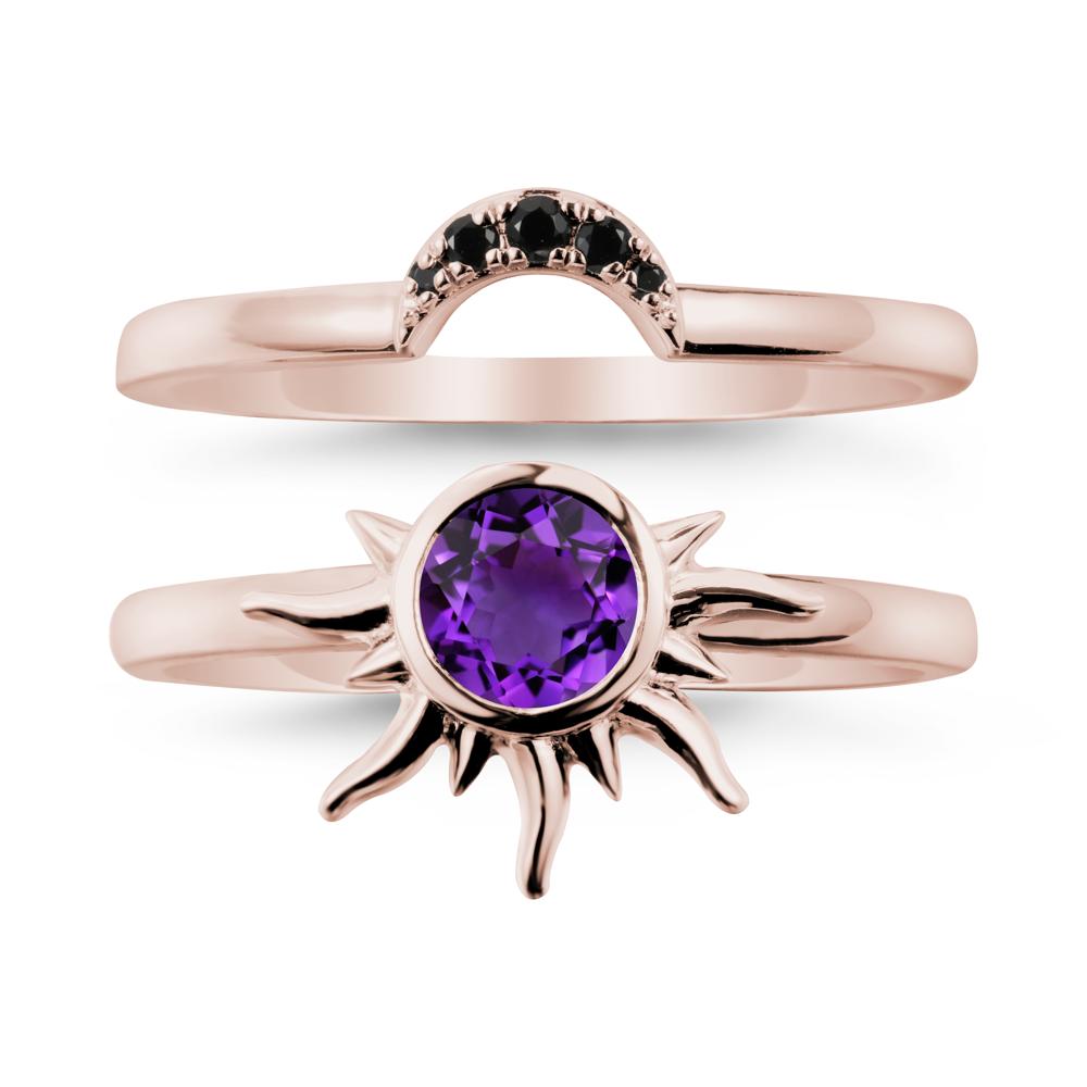 Round Amethyst Sunburst Ring Set - LUO Jewelry #metal_xxxxx