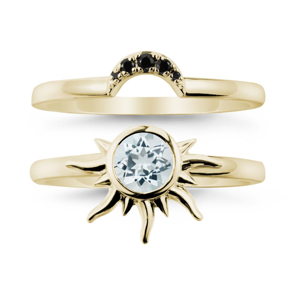 Celestial Aquamarine Sun Ring Set - LUO Jewelry #metal_xxxxx