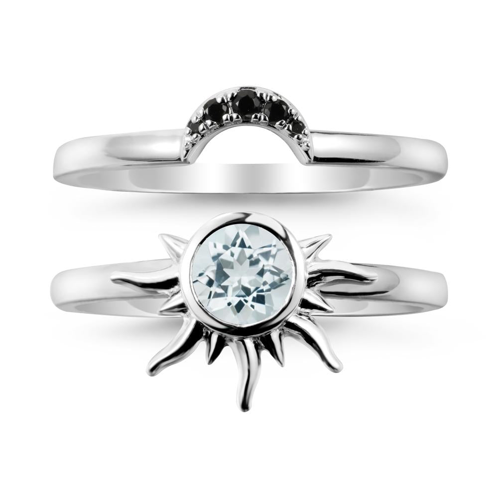 Celestial Aquamarine Sun Ring Set - LUO Jewelry #metal_xxxxx
