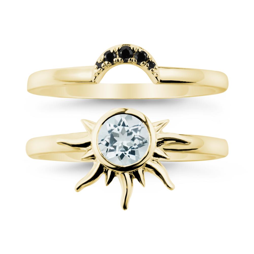 Celestial Aquamarine Sun Ring Set - LUO Jewelry #metal_xxxxx