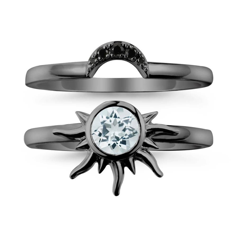 Celestial Aquamarine Sun Ring Set - LUO Jewelry #metal_xxxxx