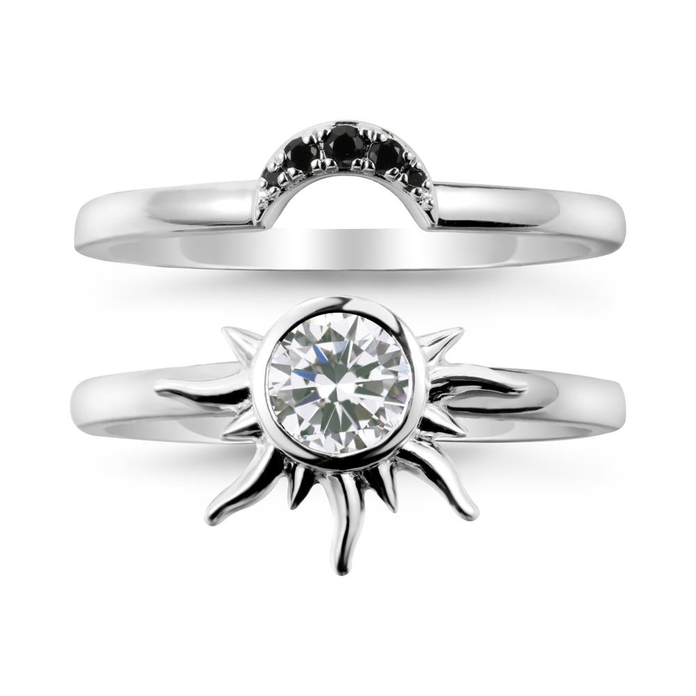 Round Cubic Zirconia Sunburst Ring Set - LUO Jewelry #metal_xxxxx