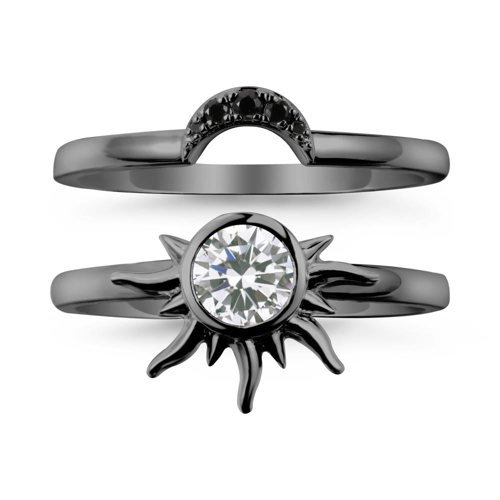 Round Cubic Zirconia Sunburst Ring Set - LUO Jewelry #metal_xxxxx