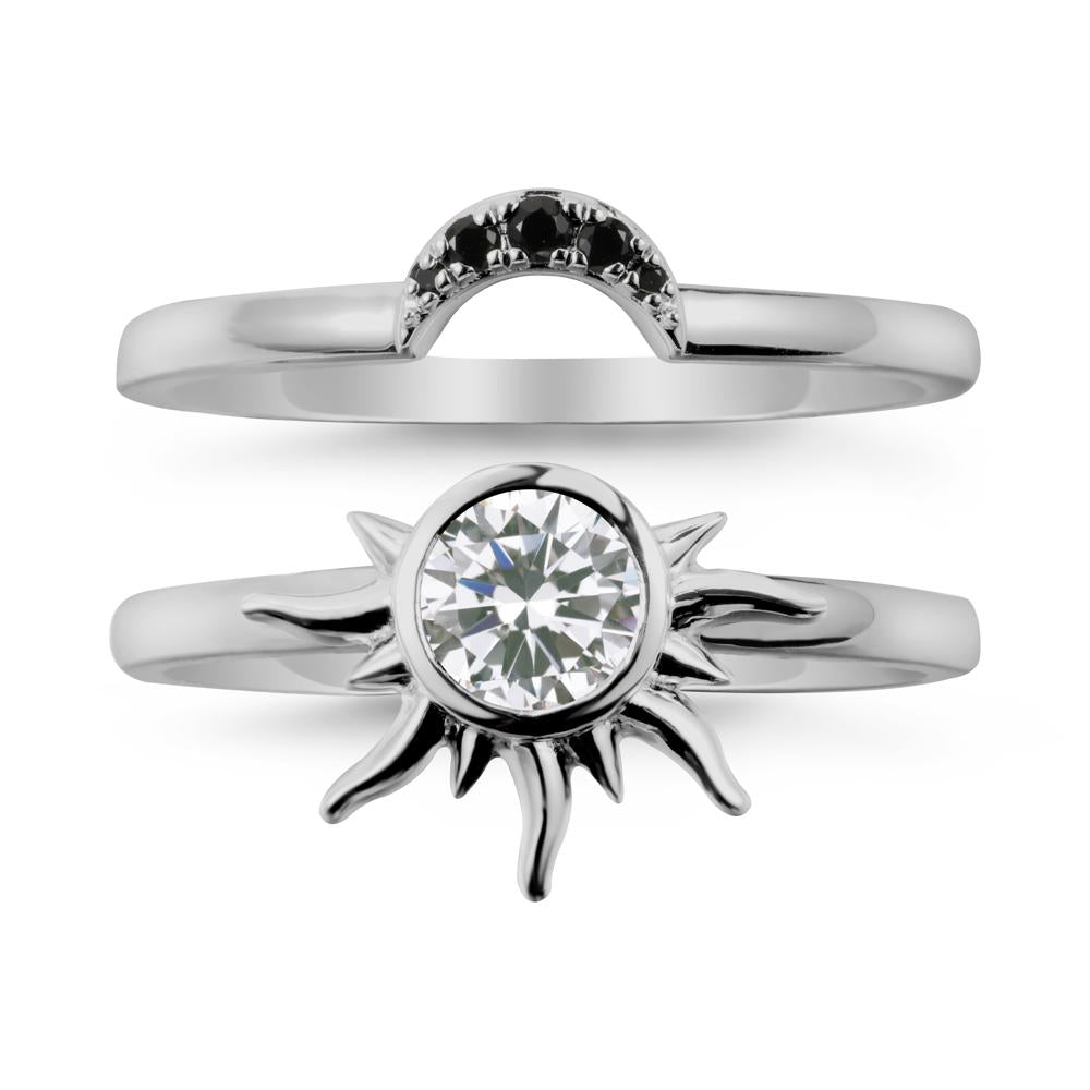 Round Cubic Zirconia Sunburst Ring Set - LUO Jewelry #metal_xxxxx