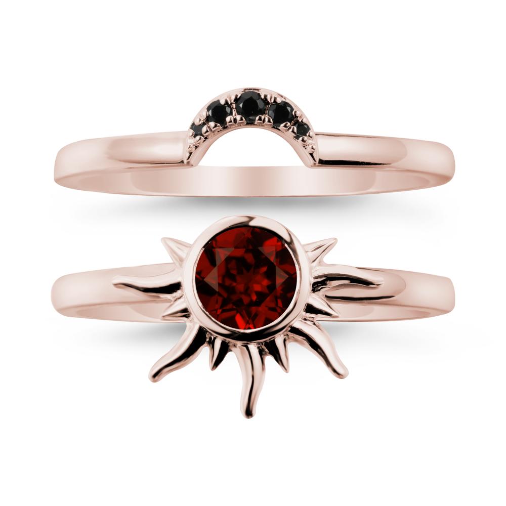 Celestial Garnet Sun Ring Set - LUO Jewelry #metal_xxxxx