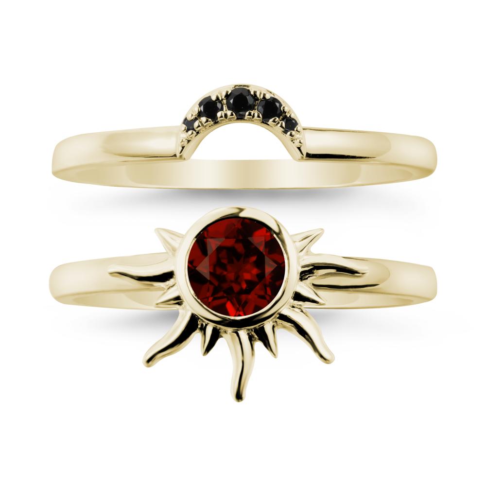 Celestial Garnet Sun Ring Set - LUO Jewelry #metal_xxxxx