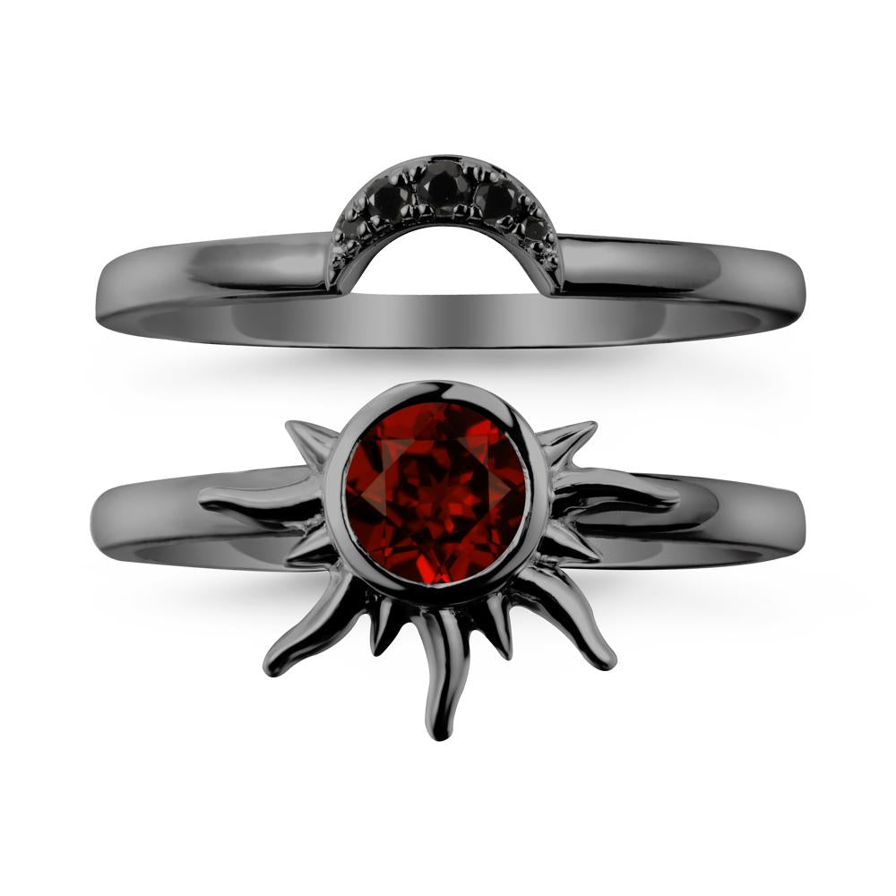 Celestial Garnet Sun Ring Set - LUO Jewelry #metal_xxxxx