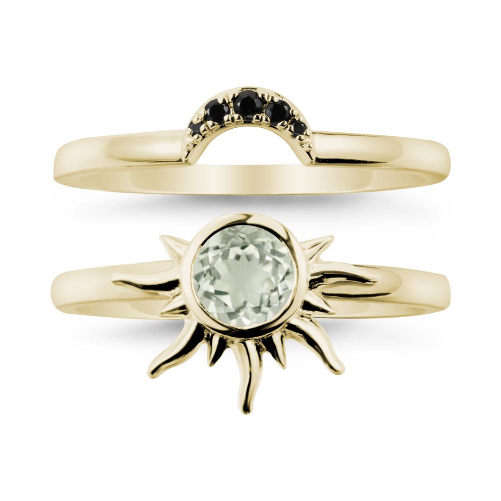 Round Green Amethyst Sunburst Ring Set - LUO Jewelry #metal_xxxxx