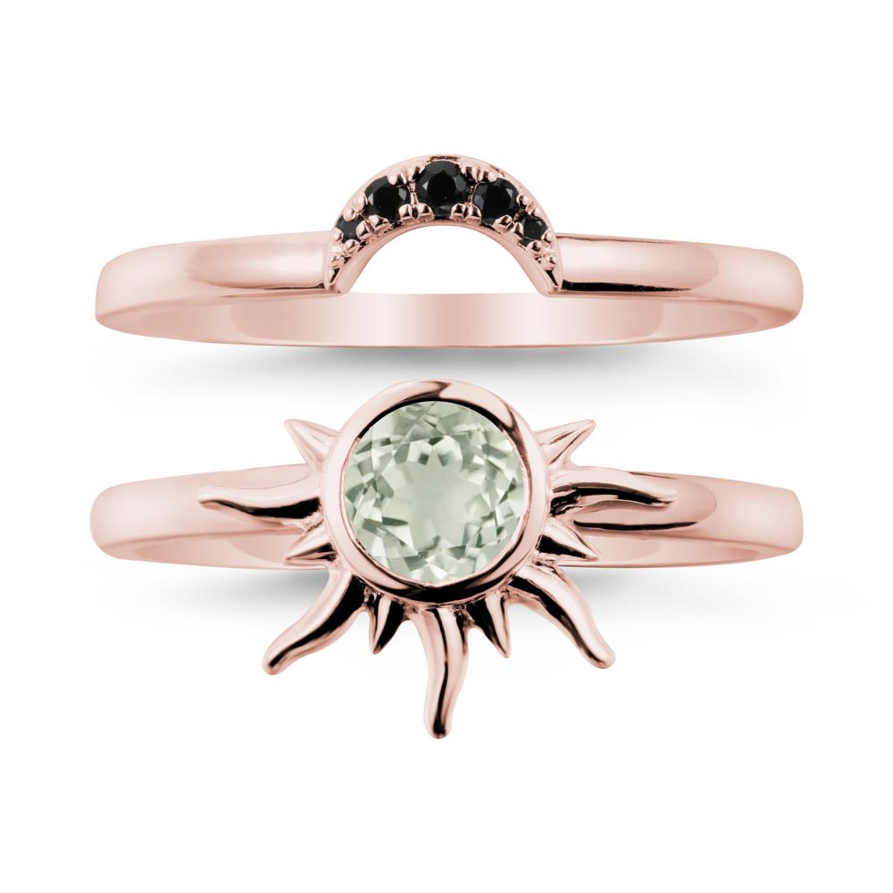 Round Green Amethyst Sunburst Ring Set - LUO Jewelry #metal_xxxxx